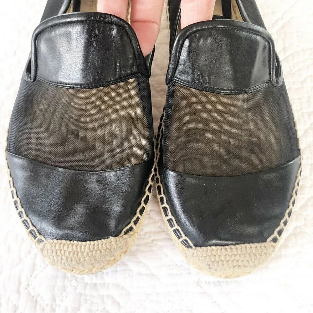 Stella McCartney Black Leather & Mesh Espadrilles Sz 40 US 9.5